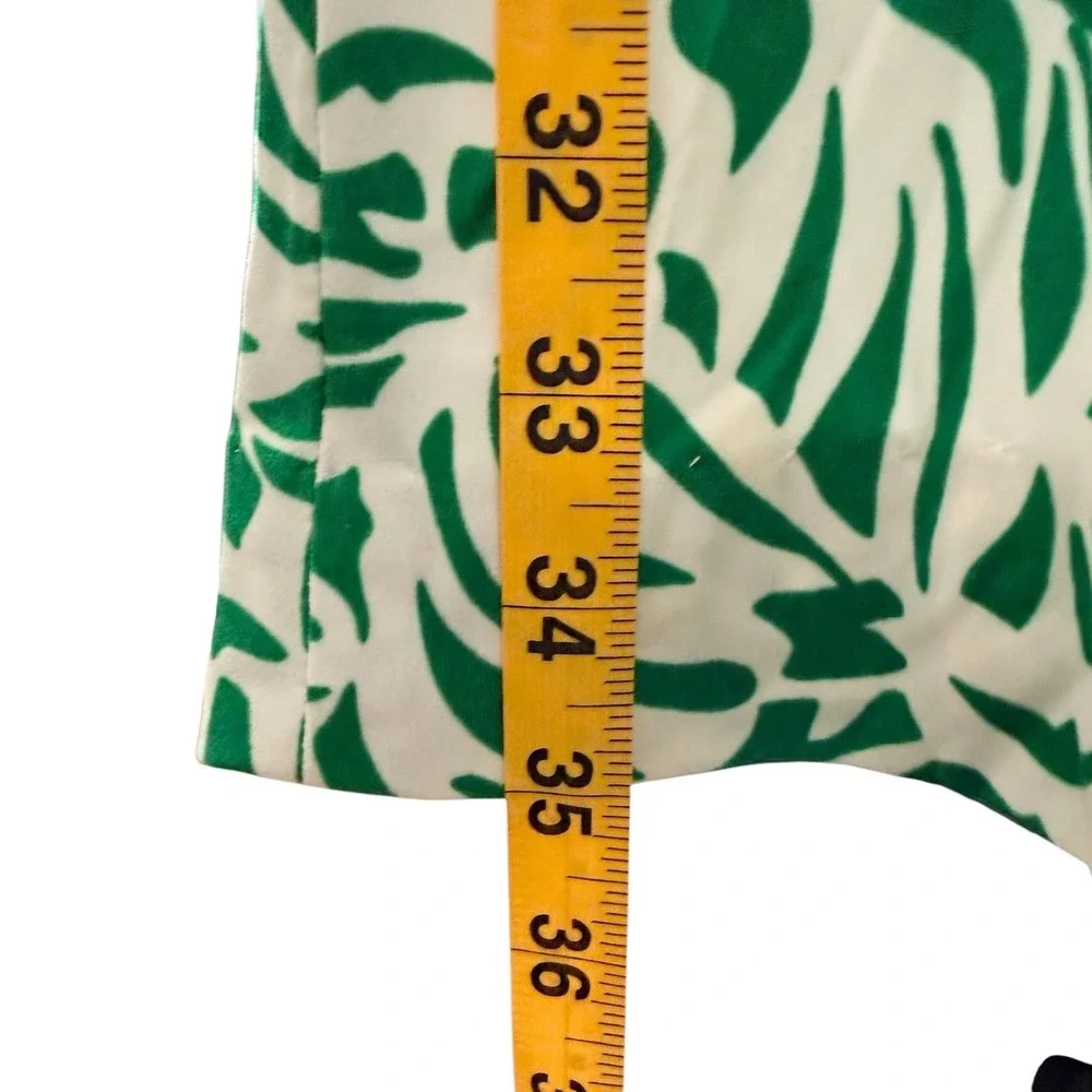Tahari‎ Arthur S. Levine Green White Abstract Leaf Faux Wrap Dress Womens 4